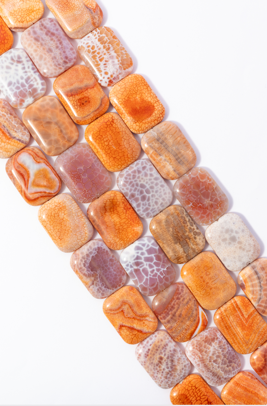 Hilo de Agata de Fuego Rectangular