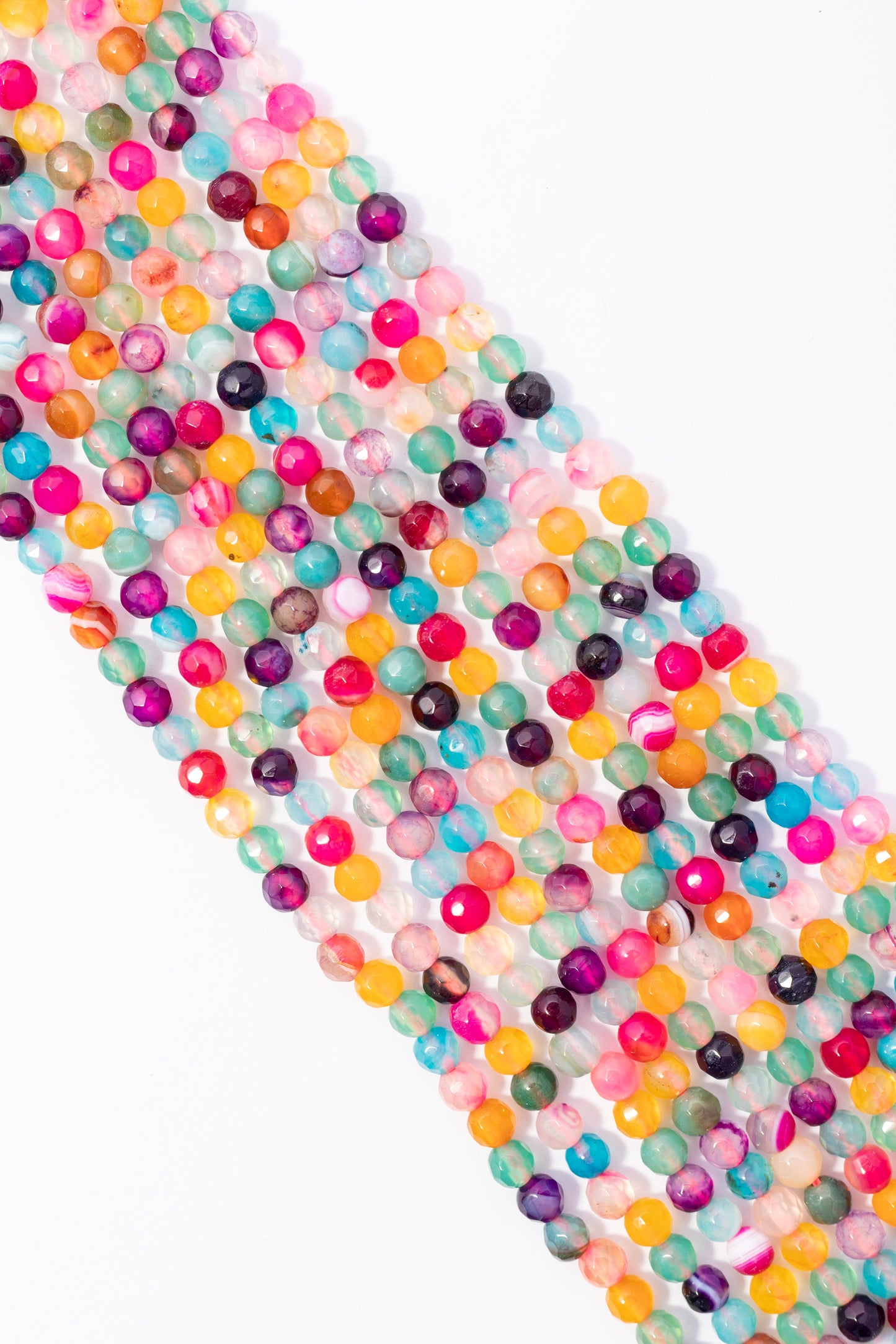 Hilo de Ágata Bola Facetada Multicolor