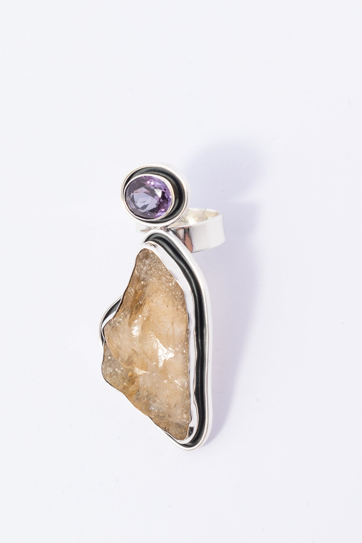 Anillo de Plata con Amatista y Citrina