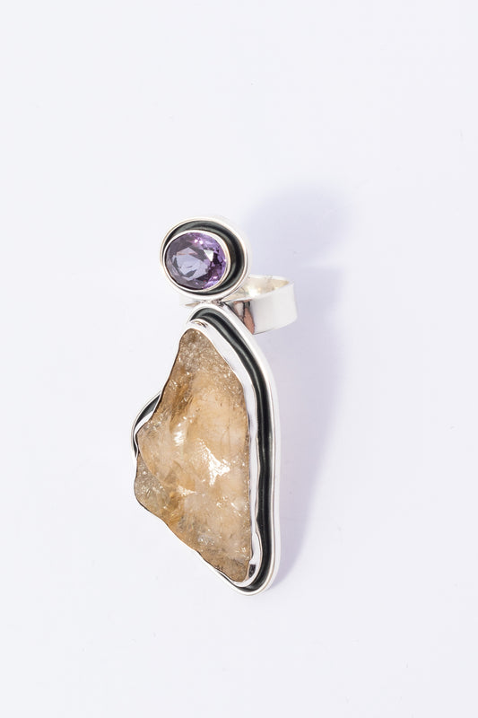 Anillo de Plata con Amatista y Citrina