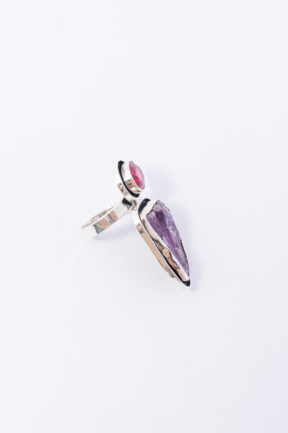 Anillo de Plata  con Cuarzo y Corindum
