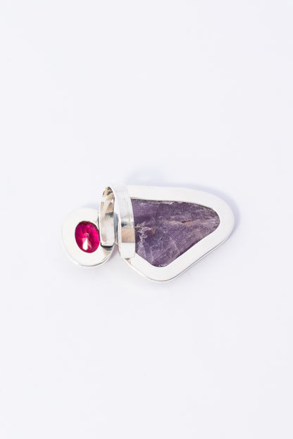 Anillo de Plata  con Cuarzo y Corindum