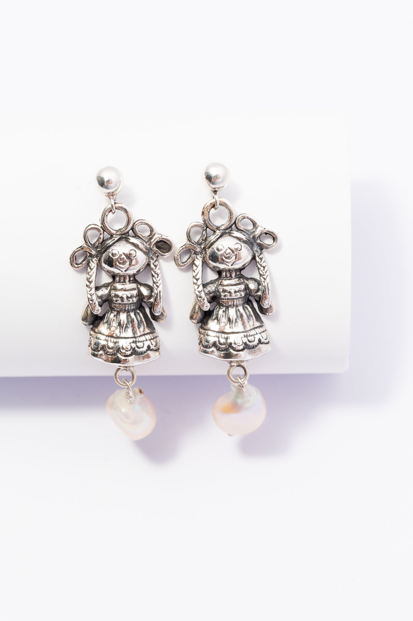 Arete de Plata con Perla Muneca