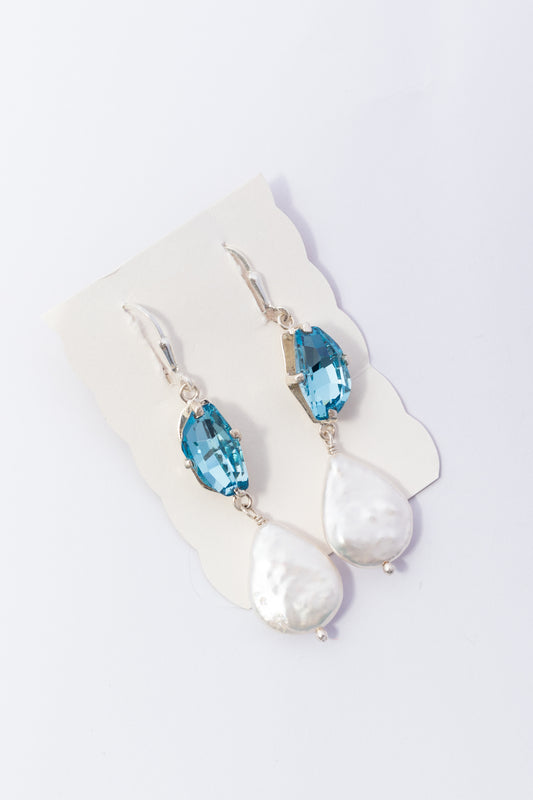 Arete de Plata con Swarovski y Perla