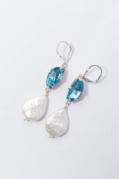 Arete de Plata con Swarovski y Perla