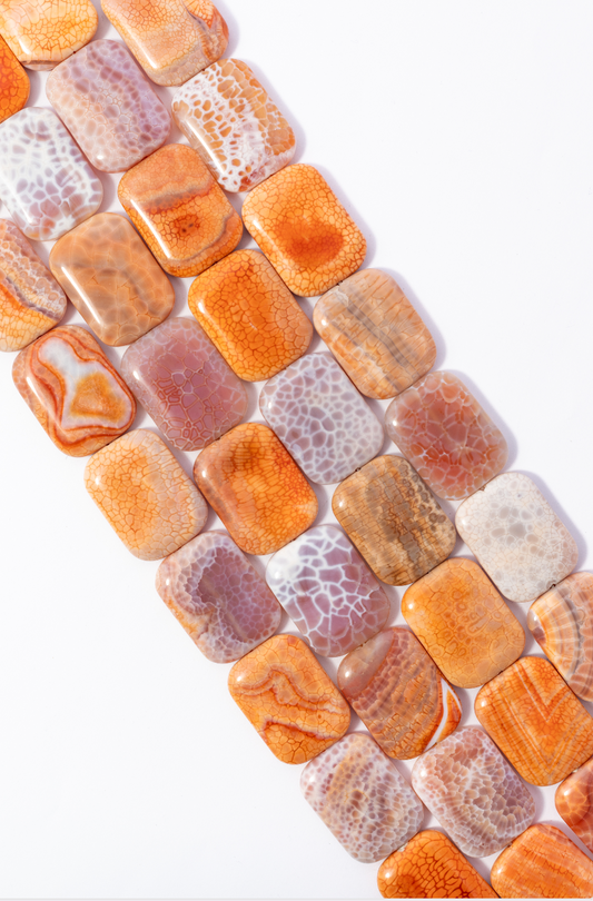 Hilo de Agata de Fuego Rectangular