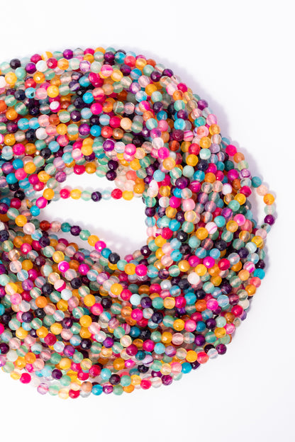 Hilo de Ágata Bola Facetada Multicolor