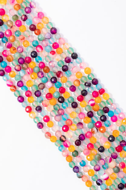 Hilo de Ágata Bola Facetada Multicolor