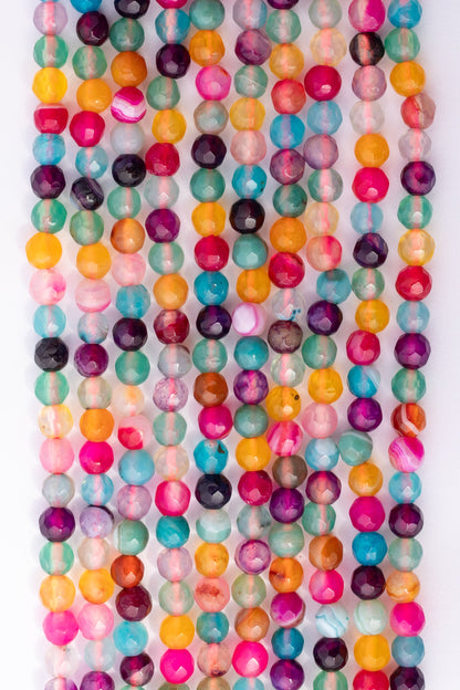 Hilo de Agata Bola Facetada Multicolor