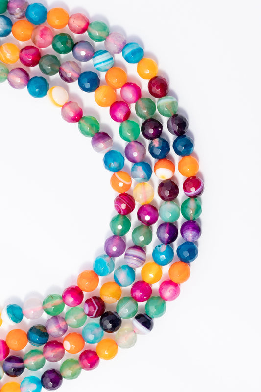Hilo de Agata Bola Facetada Multicolor