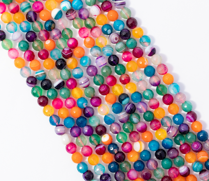 Hilo de Ágata Bola Facetada Multicolor