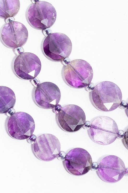 Hilo de Amatista Moneda Facetada