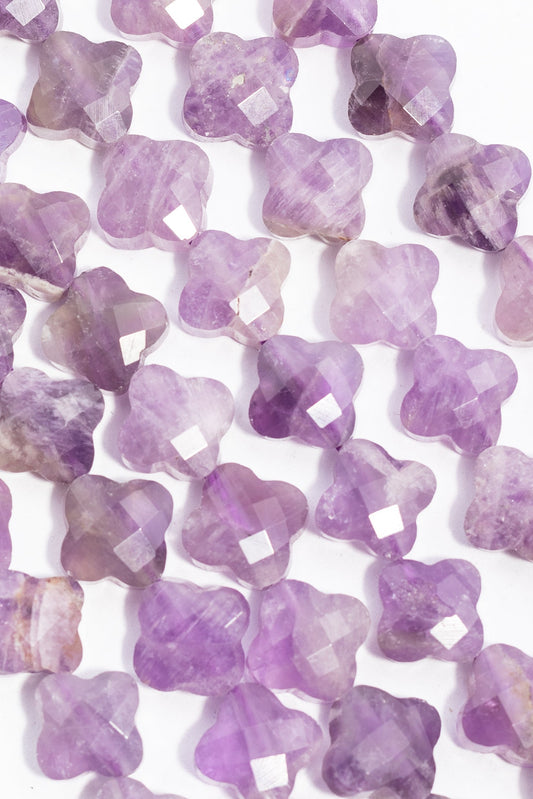 Hilo de Amatista Trebol Facetado