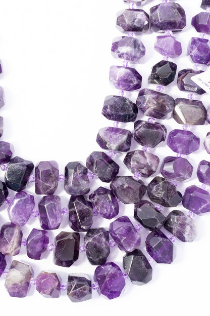 Hilo de Amatista Hexagono Facetado
