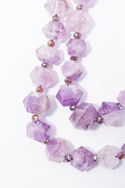 Hilo de Amatista Hexagono Facetado