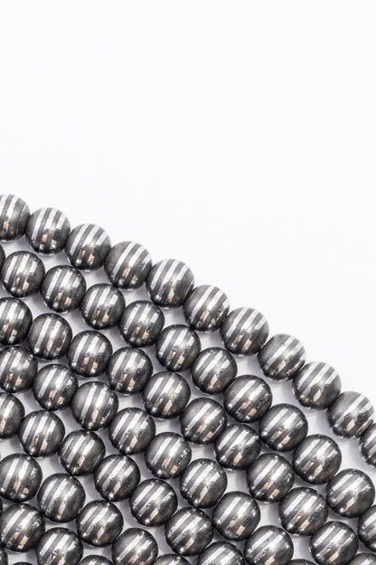 Hilo de Hematite Bola con 3 Lineas