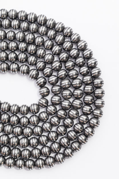 Hilo de Hematite Bola con 3 Lineas