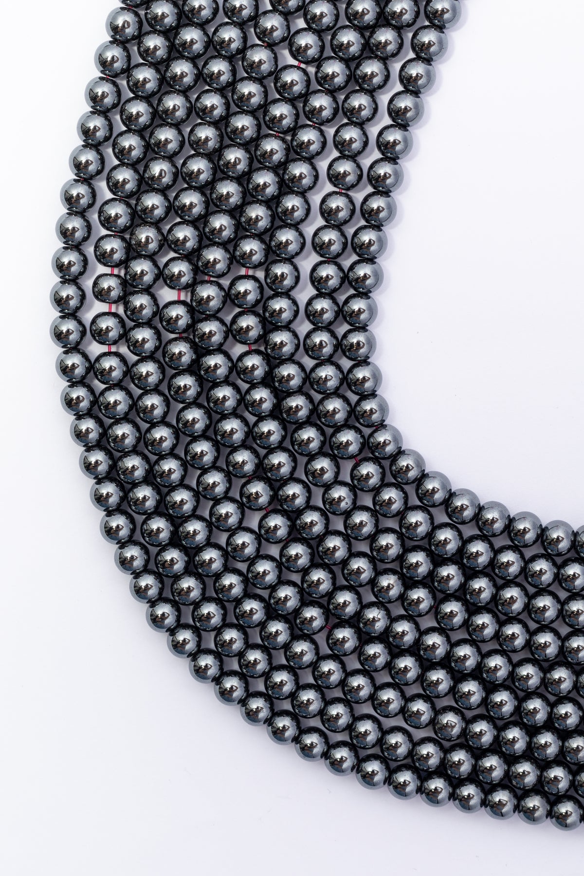 Hilo de Hematite Bola Gris Pulida