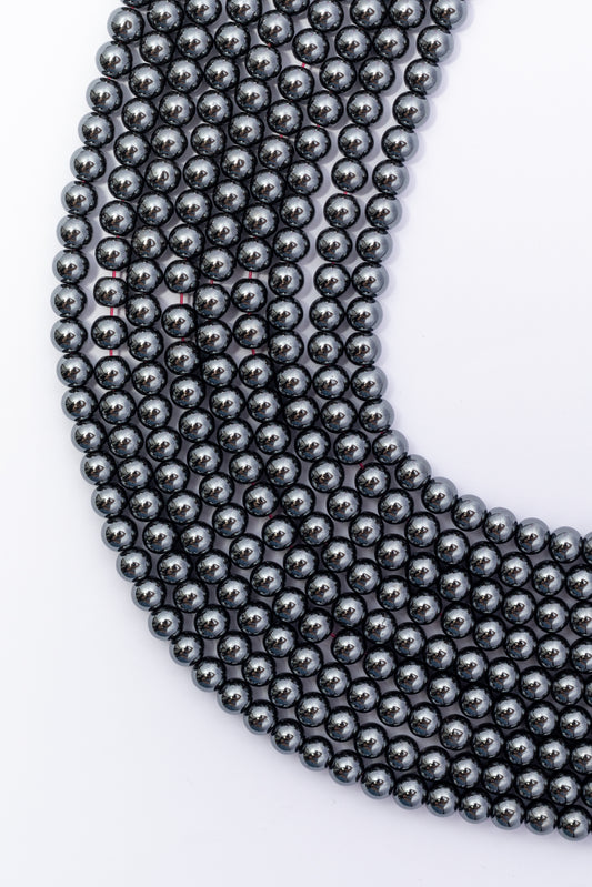 Hilo de Hematite Bola Gris Pulida