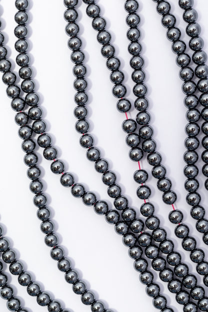 Hilo de Hematite Bola Gris Pulida
