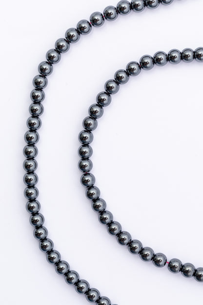 Hilo de Hematite Bola Gris Pulida