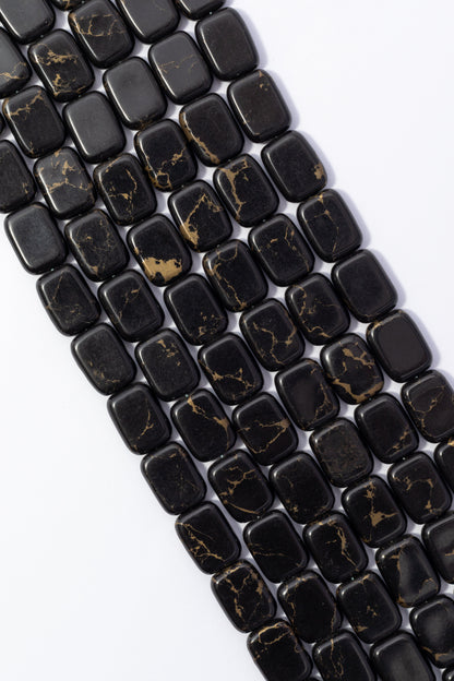 Hilo de Hallolita Negra Rectangular