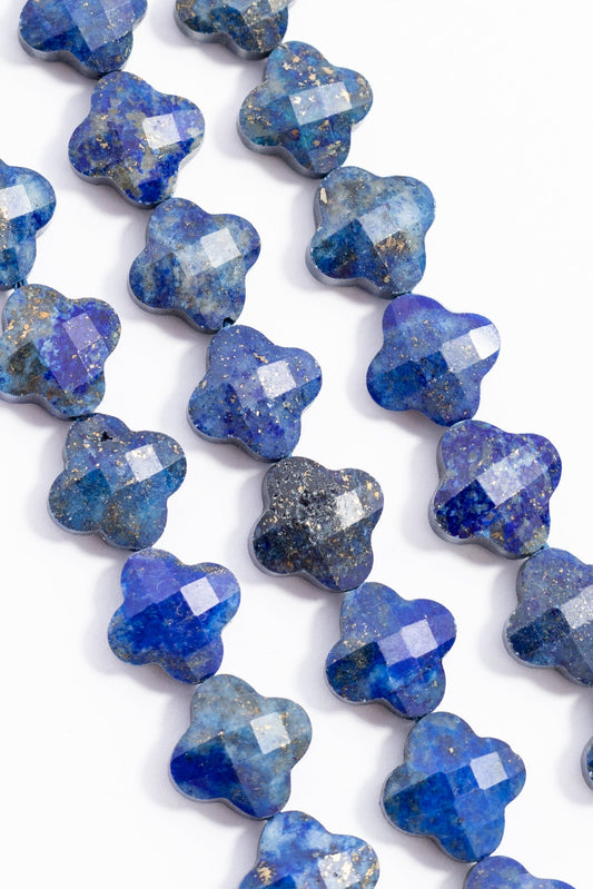 Hilo de Lapislazuli Trébol Facetado