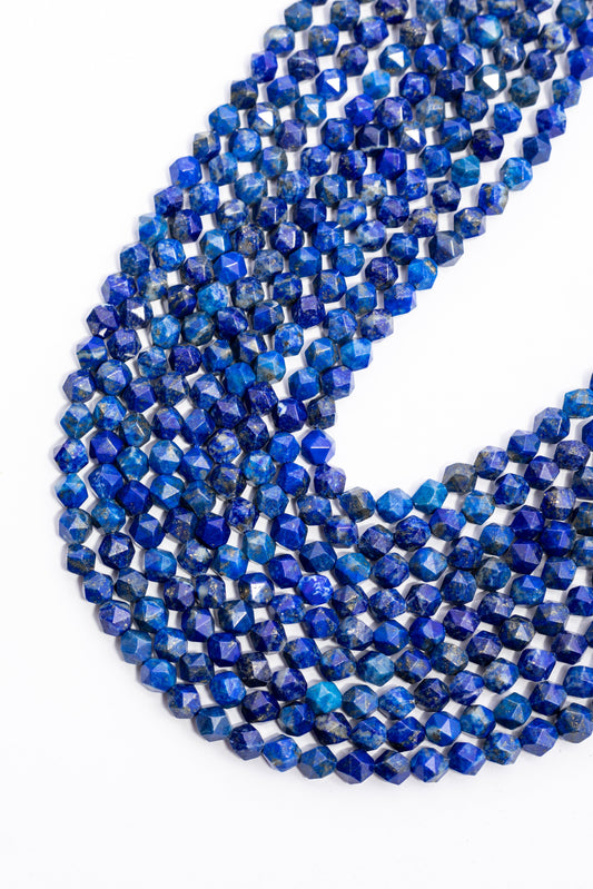 Hilo de Lapislazuli Hexágono Facetado
