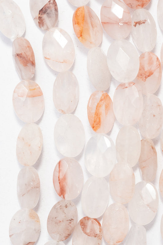 HIlo de Cuarzo Cereza Oval Facetado