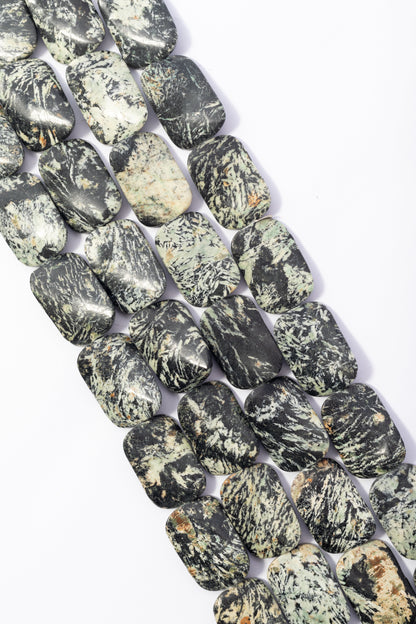 Hilo de Jasper Silver Leaf Rectángulo